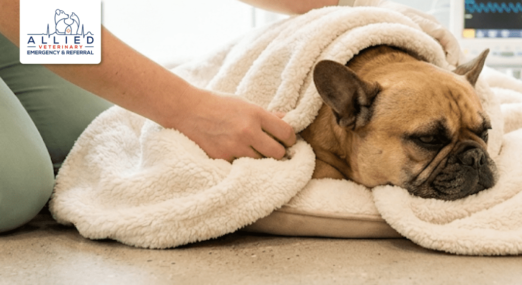 Staff provide post-operative care for a dog at a veterinary surgery in a Brooklyn Park facility.