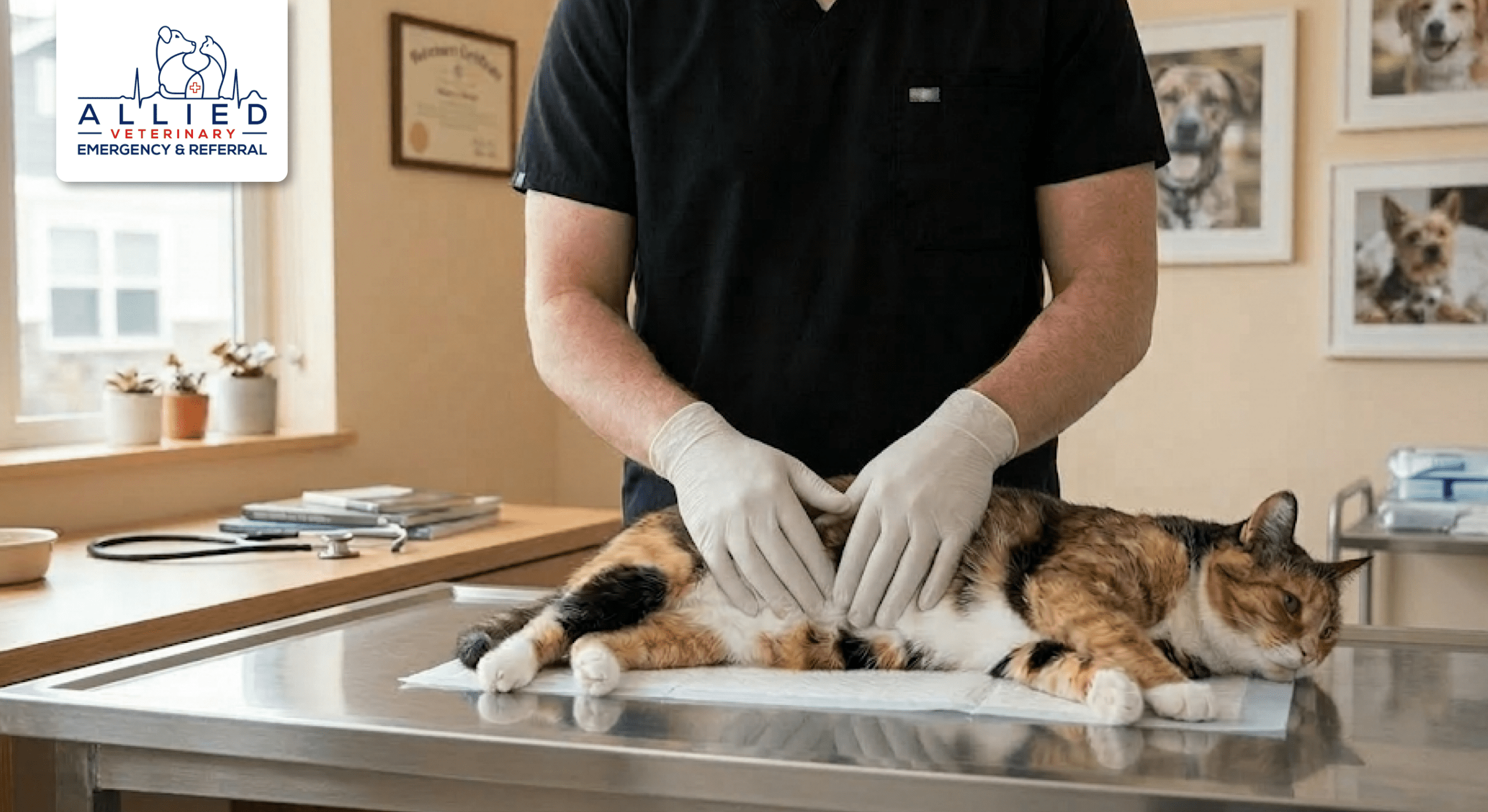 Detailed physical assessment of a cat to help refine a pet cancer treatment in Minnesota protocol.